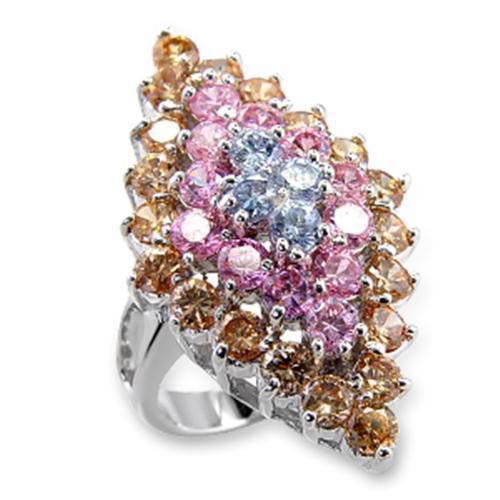 LOVCIA Multi-Color AAA CZ Rhodium-Plated Brass Ring - Buy stylish Rings for women - Shop latest Ring design - Trendy Rings - Unique fashion Rings - Find the perfect Ring