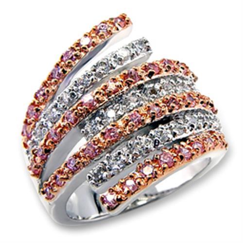 LOVCIA Rose Gold & Rhodium Plated Brass Ring with Premium Rose CZ Stone - Buy stylish Rings for women - Shop latest Ring design - Trendy Rings - Unique fashion Rings - Find the perfect Ring