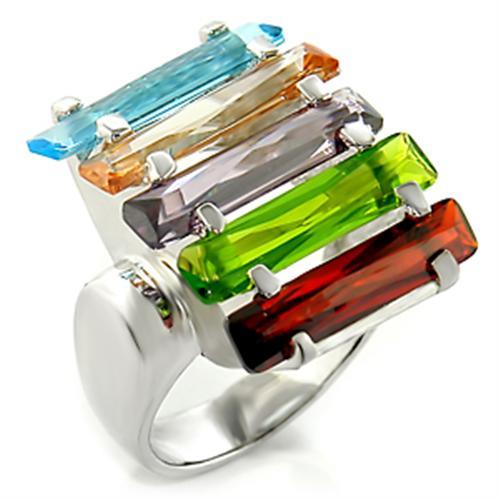 LOVCIA Multi-Color Rhodium Brass Cocktail Ring with AAA CZ Stone - Buy stylish Rings for women - Shop latest Ring design - Trendy Rings - Unique fashion Rings - Find the perfect Ring