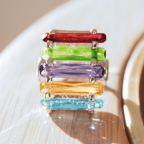 LOVCIA Multi-Color Rhodium Brass Cocktail Ring with AAA CZ Stone - Buy stylish Rings for women - Shop latest Ring design - Trendy Rings - Unique fashion Rings - Find the perfect Ring