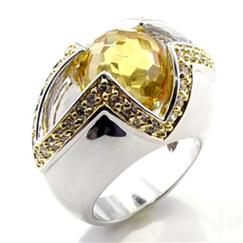 LOVCIA Two-Tone Brass Ring with Topaz AAA Grade CZ Stone - Buy stylish Rings for women - Shop latest Ring design - Trendy Rings - Unique fashion Rings - Find the perfect Ring