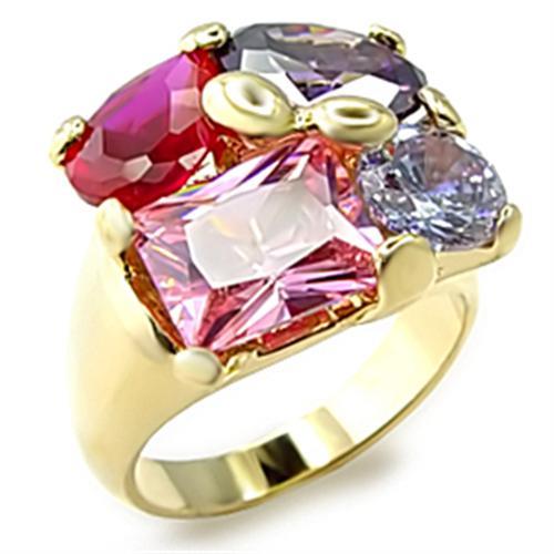 LOVCIA Multicolor CZ Gold-Plated Brass Ring with AAA Stones - Buy stylish Rings for women - Shop latest Ring design - Trendy Rings - Unique fashion Rings - Find the perfect Ring