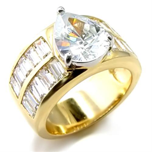 LOVCIA Gold and Rhodium Plated Brass Ring with Clear AAA Grade CZ Stone - Buy stylish Rings for women - Shop latest Ring design - Trendy Rings - Unique fashion Rings - Find the perfect Ring