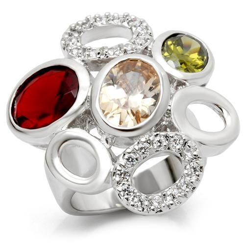 LOVCIA Multi-Color Rhodium-Plated Brass Ring with Premium CZ Stone - Buy stylish Rings for women - Shop latest Ring design - Trendy Rings - Unique fashion Rings - Find the perfect Ring