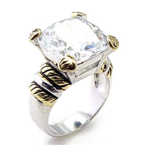 LOVCIA Dual-Tone Brass Ring with Clear AAA Grade CZ Stone - Buy stylish Rings for women - Shop latest Ring design - Trendy Rings - Unique fashion Rings - Find the perfect Ring