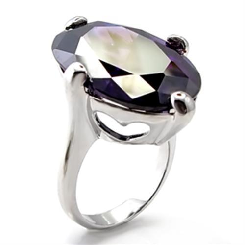 LOVCIA Amethyst CZ Rhodium-Plated Brass Ring with AAA Grade Center Stone - Buy stylish Rings for women - Shop latest Ring design - Trendy Rings - Unique fashion Rings - Find the perfect Ring