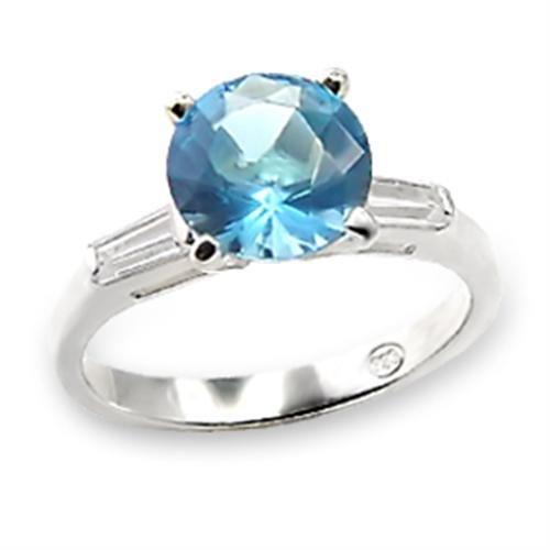 LOVCIA Elegant 925 Sterling Silver Ring with Sea Blue Synthetic Spinel - Buy stylish Rings for women - Shop latest Ring design - Trendy Rings - Unique fashion Rings - Find the perfect Ring