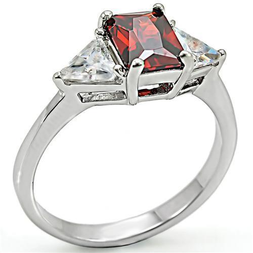 LOVCIA Elegant 925 Sterling Silver Garnet CZ Ring with High-Polished Finish - Buy stylish Rings for women - Shop latest Ring design - Trendy Rings - Unique fashion Rings - Find the perfect Ring