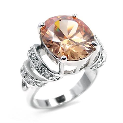 LOVCIA Champagne CZ Brass Ring with Rhodium Finish - Buy stylish Rings for women - Shop latest Ring design - Trendy Rings - Unique fashion Rings - Find the perfect Ring