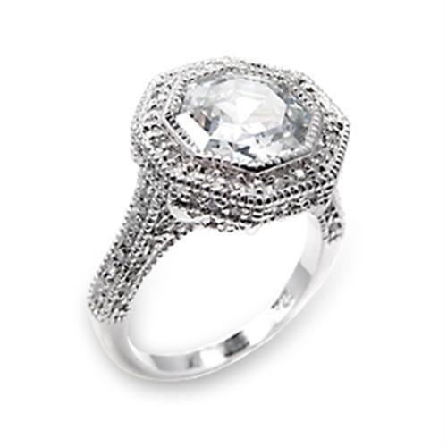 LOVCIA Sterling Silver High-Polished Ring with Clear AAA Grade CZ Center Stone - Buy stylish Rings for women - Shop latest Ring design - Trendy Rings - Unique fashion Rings - Find the perfect Ring