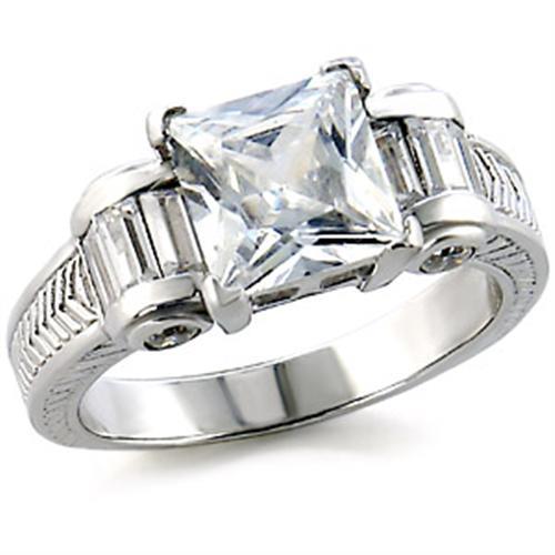 LOVCIA Elegant High-Polished Sterling Silver Ring with Clear AAA CZ Center Stone - Buy stylish Rings for women - Shop latest Ring design - Trendy Rings - Unique fashion Rings - Find the perfect Ring