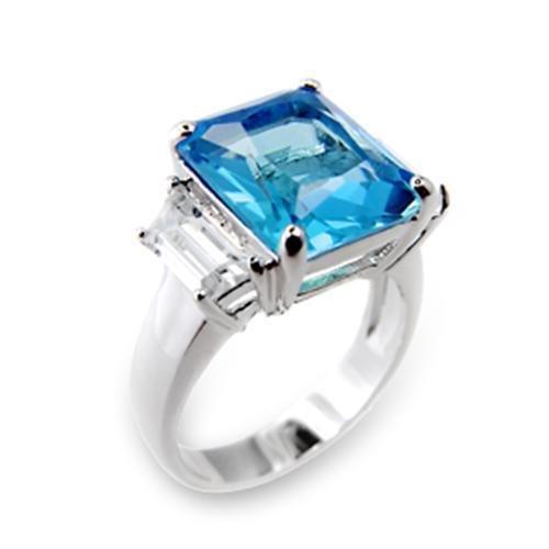 LOVCIA Sea Blue Synthetic Spinel High-Polished 925 Sterling Silver Ring - Buy stylish Rings for women - Shop latest Ring design - Trendy Rings - Unique fashion Rings - Find the perfect Ring