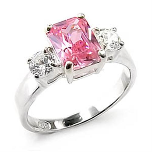 LOVCIA Elegant 925 Sterling Silver High-Polish Ring with Rose AAA CZ Stone - Buy stylish Rings for women - Shop latest Ring design - Trendy Rings - Unique fashion Rings - Find the perfect Ring