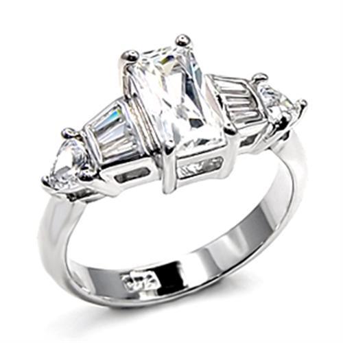 LOVCIA Elegant Rhodium-Plated 925 Sterling Silver Ring with Clear AAA CZ Stone - Buy stylish Rings for women - Shop latest Ring design - Trendy Rings - Unique fashion Rings - Find the perfect Ring