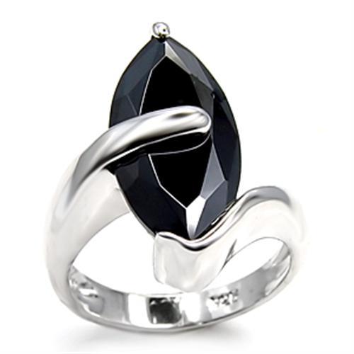 LOVCIA Jet Black AAA CZ Rhodium Plated Sterling Silver 925 Ring - Buy stylish Rings for women - Shop latest Ring design - Trendy Rings - Unique fashion Rings - Find the perfect Ring