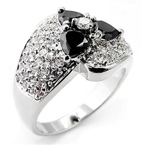 LOVCIA Jet Black AAA CZ Rhodium-Plated Brass Ring - Buy stylish Rings for women - Shop latest Ring design - Trendy Rings - Unique fashion Rings - Find the perfect Ring