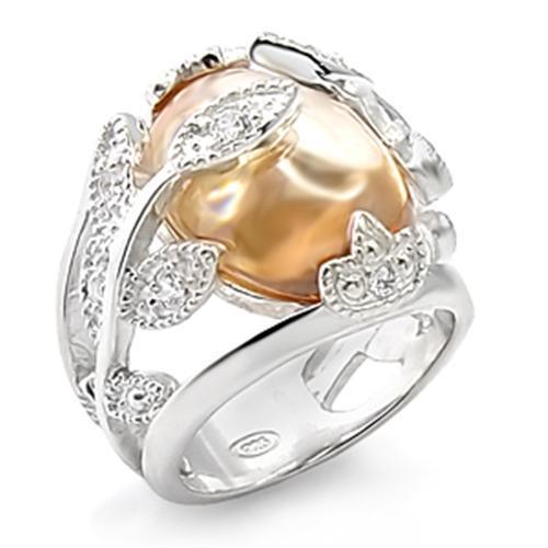 LOVCIA Champagne CZ Rhodium-Plated Brass Ring with Large Center Stone - Buy stylish Rings for women - Shop latest Ring design - Trendy Rings - Unique fashion Rings - Find the perfect Ring