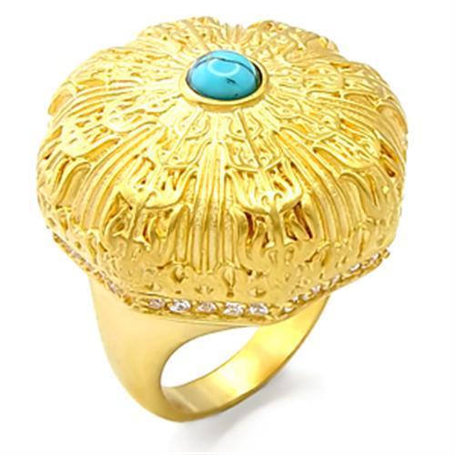 LOVCIA Sea Blue Synthetic Turquoise Gold Brass Ring - Buy stylish Rings for women - Shop latest Ring design - Trendy Rings - Unique fashion Rings - Find the perfect Ring