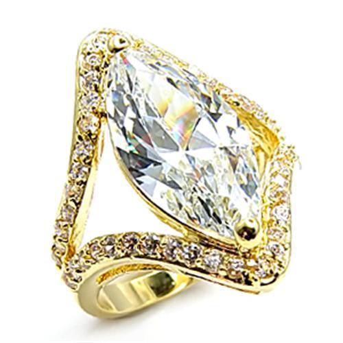 LOVCIA Elegant Gold-Plated Brass Ring with Clear AAA CZ Stone - Buy stylish Rings for women - Shop latest Ring design - Trendy Rings - Unique fashion Rings - Find the perfect Ring