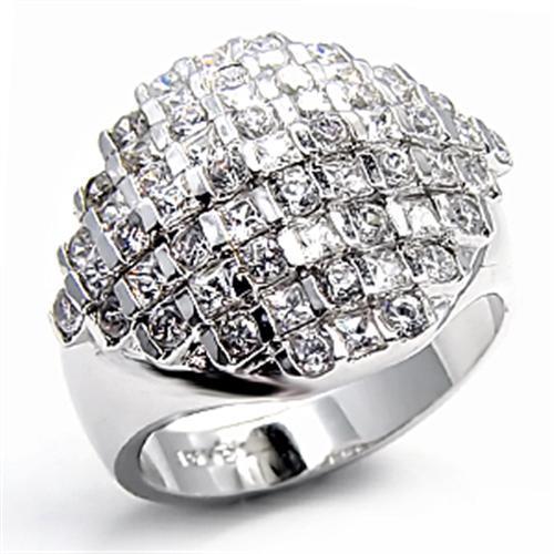 LOVCIA Rhodium-Plated Brass Ring with Clear AAA CZ Stone - Buy stylish Rings for women - Shop latest Ring design - Trendy Rings - Unique fashion Rings - Find the perfect Ring