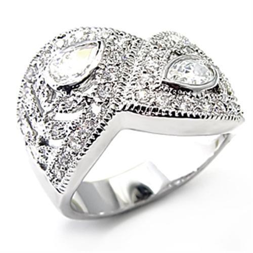 LOVCIA Rhodium-Plated Brass Ring with Clear AAA CZ Stone - Buy stylish Rings for women - Shop latest Ring design - Trendy Rings - Unique fashion Rings - Find the perfect Ring