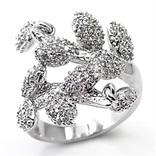 LOVCIA Rhodium-Plated Brass Ring with Clear AAA CZ Stone - Buy stylish Rings for women - Shop latest Ring design - Trendy Rings - Unique fashion Rings - Find the perfect Ring