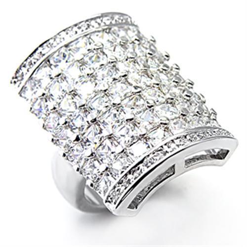 LOVCIA Gleaming Rhodium-Plated Brass Ring with Clear AAA CZ Stone - Buy stylish Rings for women - Shop latest Ring design - Trendy Rings - Unique fashion Rings - Find the perfect Ring