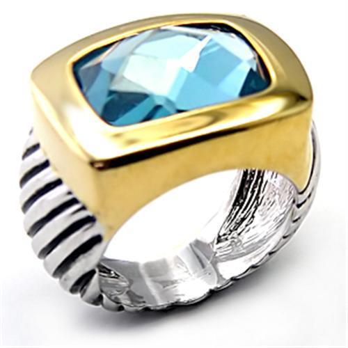 LOVCIA London Blue Spinel Brass Ring with Reverse Two-Tone Finish - Buy stylish Rings for women - Shop latest Ring design - Trendy Rings - Unique fashion Rings - Find the perfect Ring