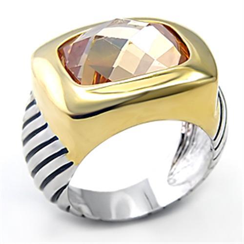 LOVCIA Two-Tone Brass Ring with Topaz AAA CZ Stone - Buy stylish Rings for women - Shop latest Ring design - Trendy Rings - Unique fashion Rings - Find the perfect Ring