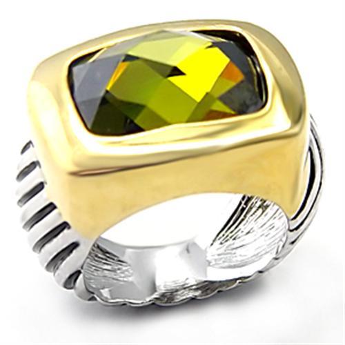 LOVCIA Olivine Reverse Two-Tone Brass Ring with AAA Grade CZ Stone - Buy stylish Rings for women - Shop latest Ring design - Trendy Rings - Unique fashion Rings - Find the perfect Ring