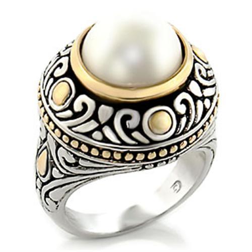 LOVCIA Two-Tone Brass Ring with White Synthetic Stone - Buy stylish Rings for women - Shop latest Ring design - Trendy Rings - Unique fashion Rings - Find the perfect Ring