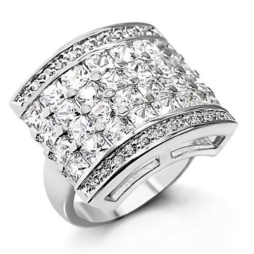 LOVCIA AAA Grade Clear CZ Rhodium-Plated Brass Ring - Buy stylish Rings for women - Shop latest Ring design - Trendy Rings - Unique fashion Rings - Find the perfect Ring