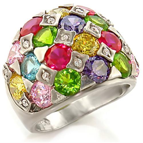 LOVCIA Leanna Multi-Color Rhodium Brass Cocktail Ring with AAA CZ - Buy stylish Rings for women - Shop latest Ring design - Trendy Rings - Unique fashion Rings - Find the perfect Ring