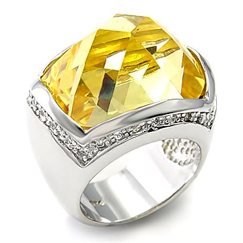 LOVCIA Rhodium-Plated Sterling Silver Ring with AAA Citrine Yellow CZ Stone - Buy stylish Rings for women - Shop latest Ring design - Trendy Rings - Unique fashion Rings - Find the perfect Ring