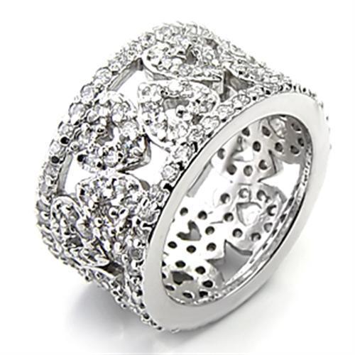 LOVCIA Elegant Rhodium-Plated 925 Sterling Silver Ring with Clear AAA CZ Stone - Buy stylish Rings for women - Shop latest Ring design - Trendy Rings - Unique fashion Rings - Find the perfect Ring