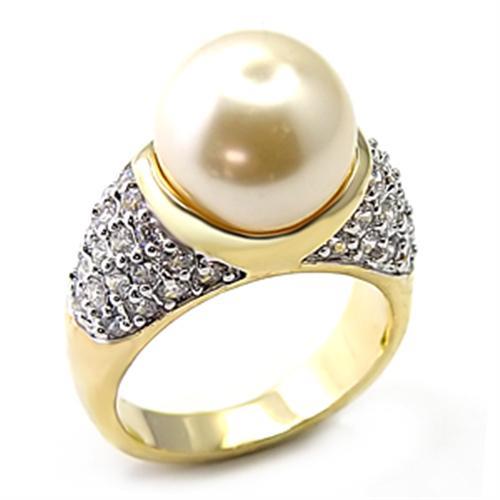 LOVCIA 925 Sterling Silver Ring with Gold and Rhodium Finish Featuring a 12mm White Synthetic Pearl - Buy stylish Rings for women - Shop latest Ring design - Trendy Rings - Unique fashion Rings - Find the perfect Ring