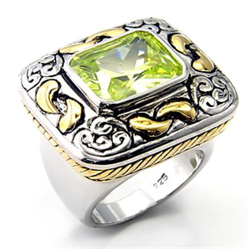 LOVCIA Apple Green CZ 925 Sterling Silver Two-Tone Ring with AAA Gemstone - Buy stylish Rings for women - Shop latest Ring design - Trendy Rings - Unique fashion Rings - Find the perfect Ring