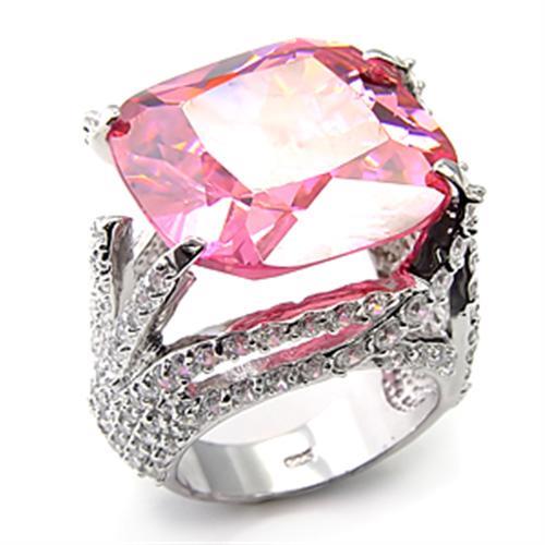 LOVCIA Rhodium-Plated 925 Sterling Silver Ring with AAA CZ Stone in Rose Hue - Buy stylish Rings for women - Shop latest Ring design - Trendy Rings - Unique fashion Rings - Find the perfect Ring