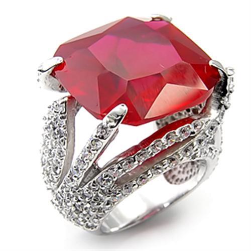 LOVCIA Rhodium-Plated Sterling Silver Ring with Ruby-Hued Synthetic Garnet - Buy stylish Rings for women - Shop latest Ring design - Trendy Rings - Unique fashion Rings - Find the perfect Ring