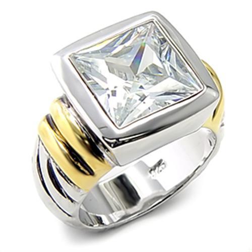 LOVCIA 925 Sterling Silver Reverse Two-Tone Ring with Clear AAA CZ Stone - Buy stylish Rings for women - Shop latest Ring design - Trendy Rings - Unique fashion Rings - Find the perfect Ring