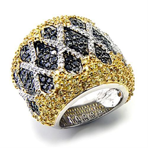 LOVCIA Sterling Silver 925 Multi-Color CZ Ring with Rhodium, Gold, and Ruthenium Finish - Buy stylish Rings for women - Shop latest Ring design - Trendy Rings - Unique fashion Rings - Find the perfect Ring