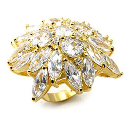 LOVCIA Gold-Plated 925 Sterling Silver Ring with Clear AAA CZ Center Stone - Buy stylish Rings for women - Shop latest Ring design - Trendy Rings - Unique fashion Rings - Find the perfect Ring