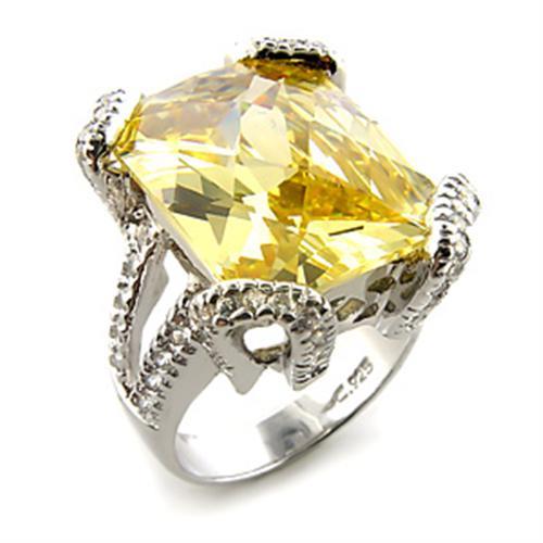 LOVCIA Citrine Yellow AAA Grade CZ Rhodium-Plated Sterling Silver 925 Ring - Buy stylish Rings for women - Shop latest Ring design - Trendy Rings - Unique fashion Rings - Find the perfect Ring