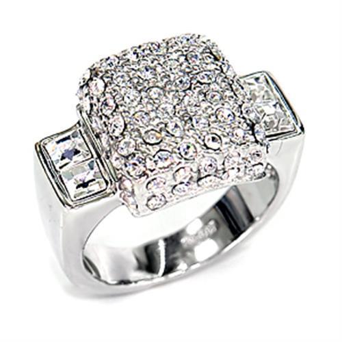 LOVCIA Rhodium-Plated 925 Sterling Silver Ring Featuring Clear Top Grade Crystal - Buy stylish Rings for women - Shop latest Ring design - Trendy Rings - Unique fashion Rings - Find the perfect Ring