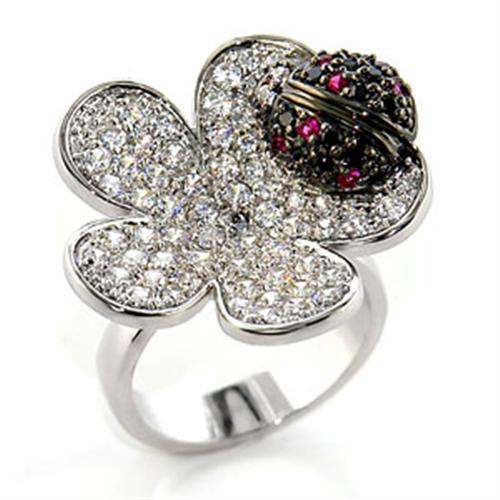 LOVCIA Multi-Color Rhodium and Ruthenium Plated Brass Ring with AAA Grade CZ Stones - Buy stylish Rings for women - Shop latest Ring design - Trendy Rings - Unique fashion Rings - Find the perfect Ring