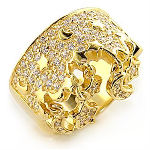 LOVCIA Gold-Plated Sterling Silver Ring with Clear AAA CZ Stone - Buy stylish Rings for women - Shop latest Ring design - Trendy Rings - Unique fashion Rings - Find the perfect Ring