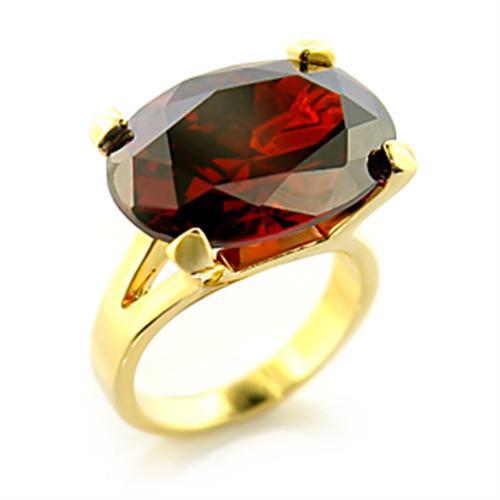 LOVCIA Garnet Gold-Plated Brass Ring with AAA CZ Stone - Buy stylish Rings for women - Shop latest Ring design - Trendy Rings - Unique fashion Rings - Find the perfect Ring