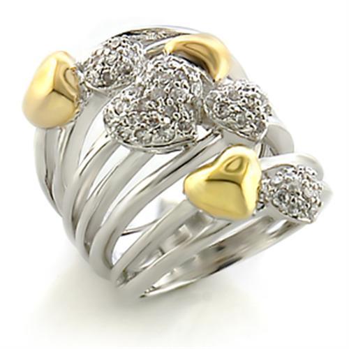 LOVCIA Gold and Rhodium-Plated Brass Ring with Clear AAA Grade CZ Stone - Buy stylish Rings for women - Shop latest Ring design - Trendy Rings - Unique fashion Rings - Find the perfect Ring