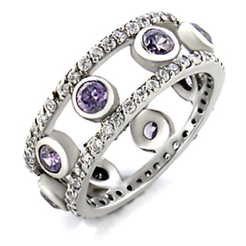 LOVCIA Amethyst CZ Rhodium-Plated Brass Ring with AAA Quality Stone - Buy stylish Rings for women - Shop latest Ring design - Trendy Rings - Unique fashion Rings - Find the perfect Ring