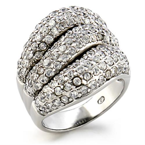 LOVCIA Elegant Rhodium-Plated Brass Ring with Clear AAA CZ Stone - Buy stylish Rings for women - Shop latest Ring design - Trendy Rings - Unique fashion Rings - Find the perfect Ring